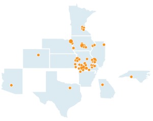 Map of lending trainee locations.